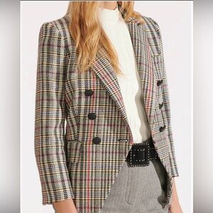 NWT Veronica Beard Empire Dickey Jacket Multi Houndstooth Plaid Blazer Jacket